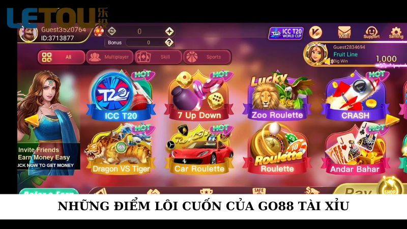 Những điểm lôi cuốn của go88 tài xỉu